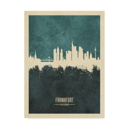 Michael Tompsett 'Frankfurt Germany Skyline Teal' Canvas Art,18x24